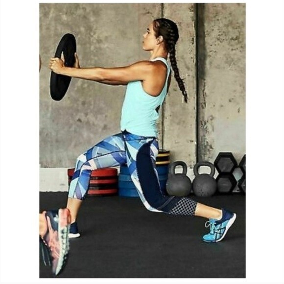 Athleta Electric Geo Sonar Capri Leggings Yoga Gym Back Zip Pocket Mesh Panel XS - Picture 3 of 16